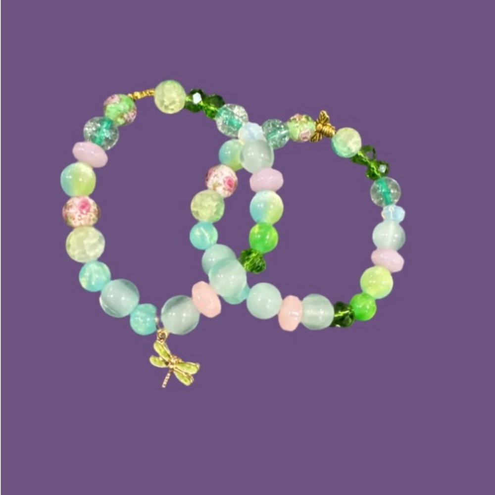 Lotus Dream Glass beads Charm bracelet set